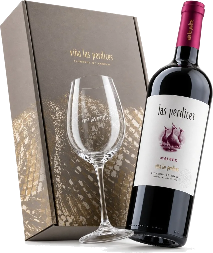 Perdices Malbec Estuche Y Copa